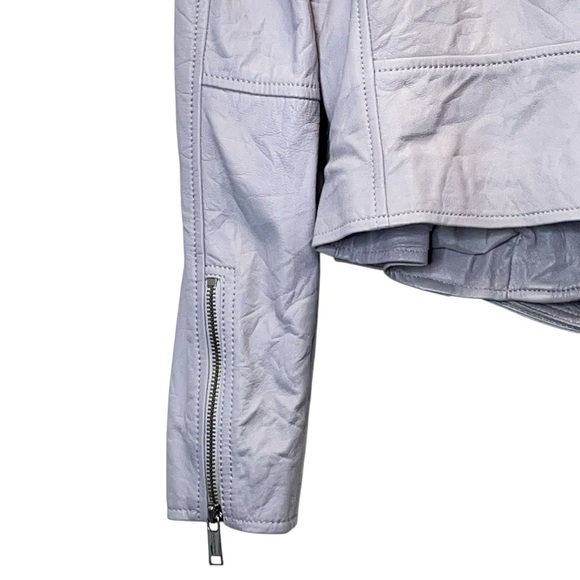 MICHAEL Michael Kors Pale Orchid Genuine Lambskin Leather Moto Jacket Size M - Picture 10 of 15